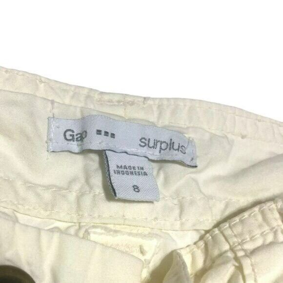 GAP Surplus Size 8 Cream Women's Roll Up Shorty Shorts Zip Fly Pockets Cotton - Picture 5 of 9